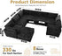 Modular Sectional Sofa with Chaise U Shaped Sectional Couch for Living Room, 8-Seater Comfy Cloud Couches with One Movable Ottoman, Plush Corduroy, Black