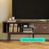 LINSY HOME Fluted TV Stand for 75" TV, Mid-Century Modern 70" Entertainment Center with Sliding Tambour Door and Storage Cabinet, Cruved TV Media Console Table for Living Room, Bedroom, Walnut