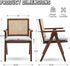 Rattan Dining Chairs Set of 4, Farmhouse Wicker Dining Chairs with Removable Linen Cushion Accent Cane Armchair for Dining Room Kitchen Restaurant, Walnut