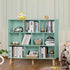 LEYAOYAO 10 Cube Bookshelf,3 Tier Modern Wide Bookcase with Legs,Mid-Century Wood Bookshelves Storage,Mint-Green Large Book Case,Freestanding Organizer Display Shelf for Bedroom,Living Room,Office