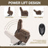 Oversized Power Lift Recliner Chair for Elderly with Massage Heat, Brown Velvet Electric Lay Flat Recliners with Cup Holders, Side Pockets, Infinite Position, Gift for Family
