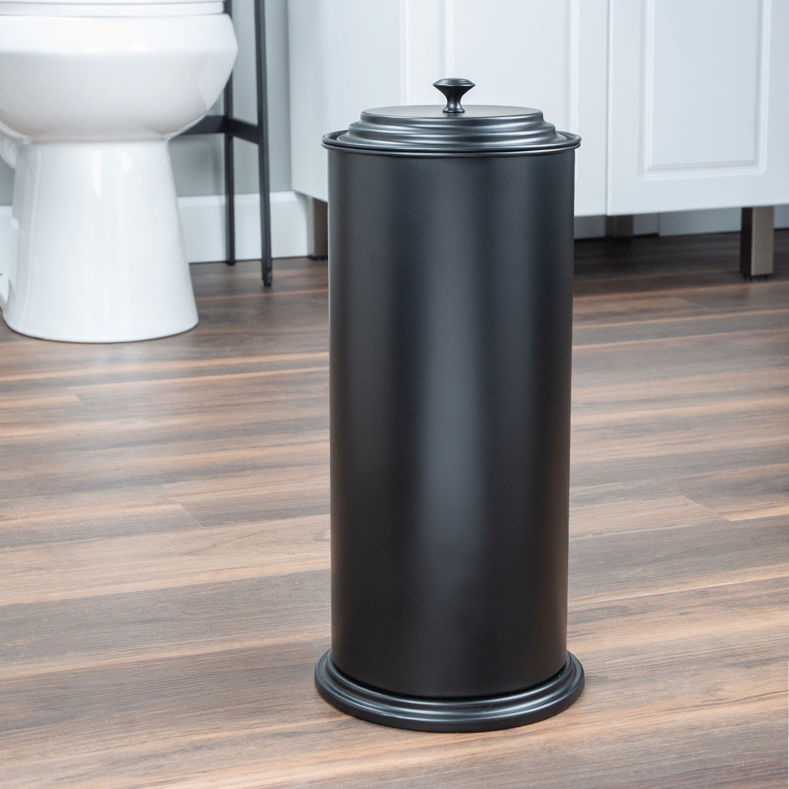 Freestanding Extra Large Toilet Paper Holder (Matte Black Finish)