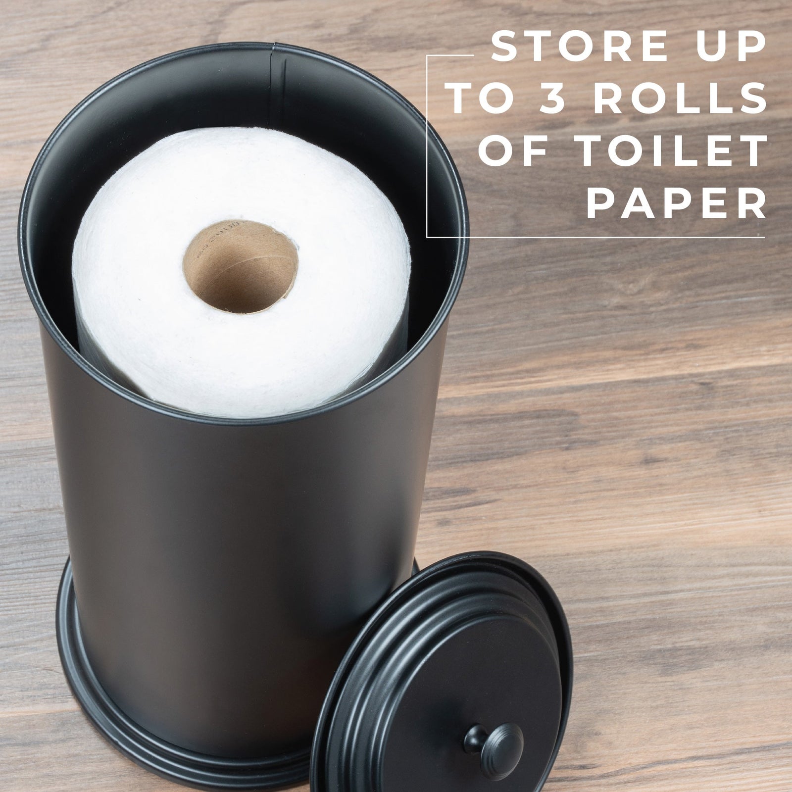 Freestanding Extra Large Toilet Paper Holder (Matte Black Finish)