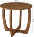PADMA HOUSE Round Wood End Table with Curved Legs, Drum Circle Side Table with Snowflake Tabletop, Rounded Wooden Sofa Side Table, Brown Walnut Wood Tabletop & Legs 23.6" x 21.7"
