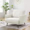 Oversized Accent Chair for Living Room Chairs Reading Arm Chair Comfy Modern Single Sofa Side Chairs with Metal Legs & Soft Cushion for Bedroom, Balcony,Waiting Room (Polyester, Pearl White)