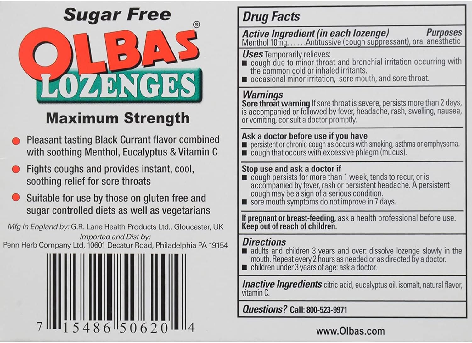 Olbas Lozenges Sugar-Free Black Currant (Pack of 12 - 24 Lozenges)