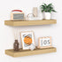 Fun Memories Floating Shelves - 16 Inch Wall Shelf for Decor & Storage - Wall Mounted Display Shelving with Invisible Heavy Duty Metal Bracket 2Pack, Oak