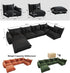 Modern Minimalist Chenille Modular Sectional Sofa, Oversized Deep-Seat U-Shaped Couch with Movable Ottoman, Thick Cushions, Upholstered Sofa for Living Room, Bedroom, Office, Apartment Black 1 Ottoman