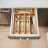 Umilife Bamboo Kitchen Drawer Organizer, 11 Inch Silverware Utensils Tray Holder with Grooved Dividers, 2.4" High Wood Caddy for Flatware Cutlery Knives