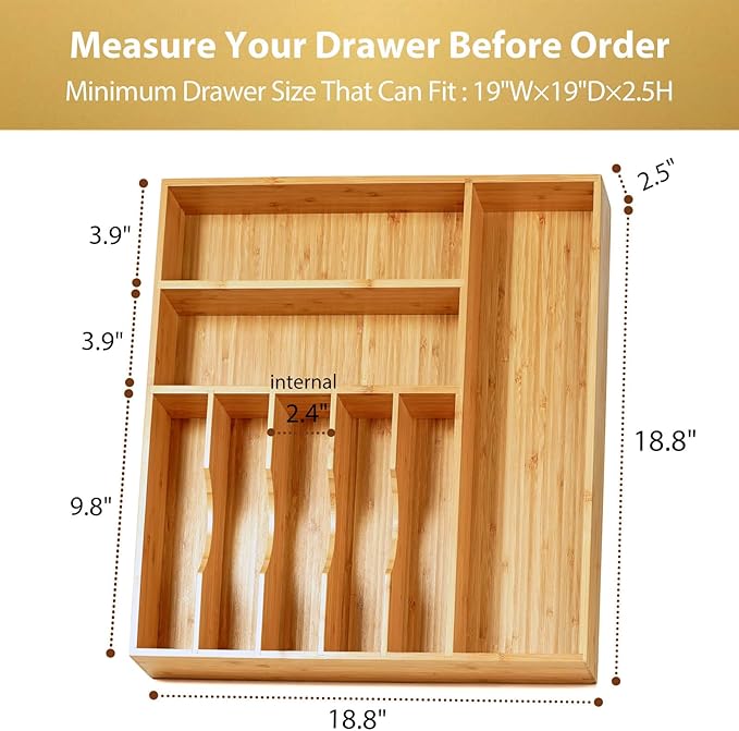 Umilife Large Kitchen Drawer Organizer, 19