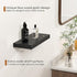 Fun Memories Floating Shelves - 16 Inch Rustic Black Wall Shelf - Wall Mounted Shelves for Wall Decor Storage - Wooden Shelves with Invisible Brackets for Living Room, Bedroom, Kitchen, 2 Pack