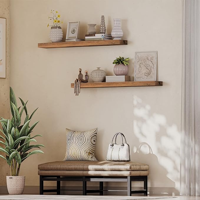 HOOBRO Floating Shelves for Wall, Wall Mounted Shelf Set of 2, 47.2