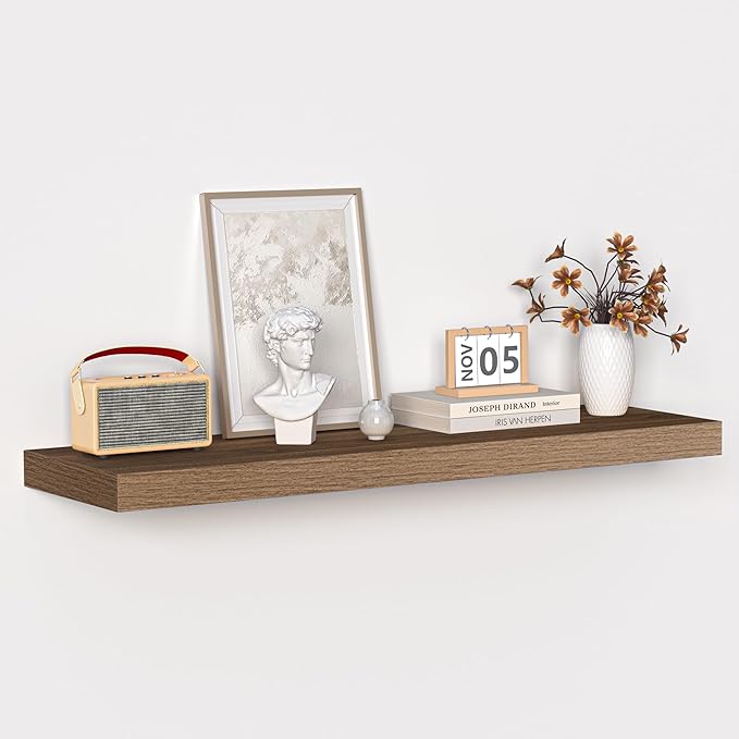 Fun Memories Floating Shelves - 10.3 Inch Deep Wall Shelf for Decor & Storage - Wall Mounted Display Shelving with Invisible Heavy-Duty Metal Bracket - 36