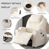 Power Recliner Chair with Heat and Massage, PU Leather Home Theater Seating with LED Lights/Cup Holders/Side Pocket/USB Port, Reclining Sofa Chair for Living Room(2, Beige)