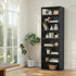 71 Inch Tall 8-Shelf Bookcase, Wood Bookshelf Storage Organizer Adjustable Shelf for Home Office Living Room, Converts into Two 4-Shelf Bookshelves, Black