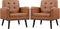 Yaheetech Mid-Century Accent Chairs, PU Leather Modern Upholstered Living Room Chair, Cozy Armchair Button Tufted Back and Wood Legs for Bedroom/Office/Cafe, Retro Brown 2 PCS