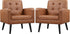 Yaheetech Mid-Century Accent Chairs, PU Leather Modern Upholstered Living Room Chair, Cozy Armchair Button Tufted Back and Wood Legs for Bedroom/Office/Cafe, Retro Brown 2 PCS