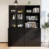 TUSY 71" Bookshelf Bookcase, 3-Tier Modern Bookshelves 3 Large Drawer, Wood Filing Cabinet with Open Storage Shelf, Glass Doors 5-Tier Fixed Storage Shelves for Home Office (Black)