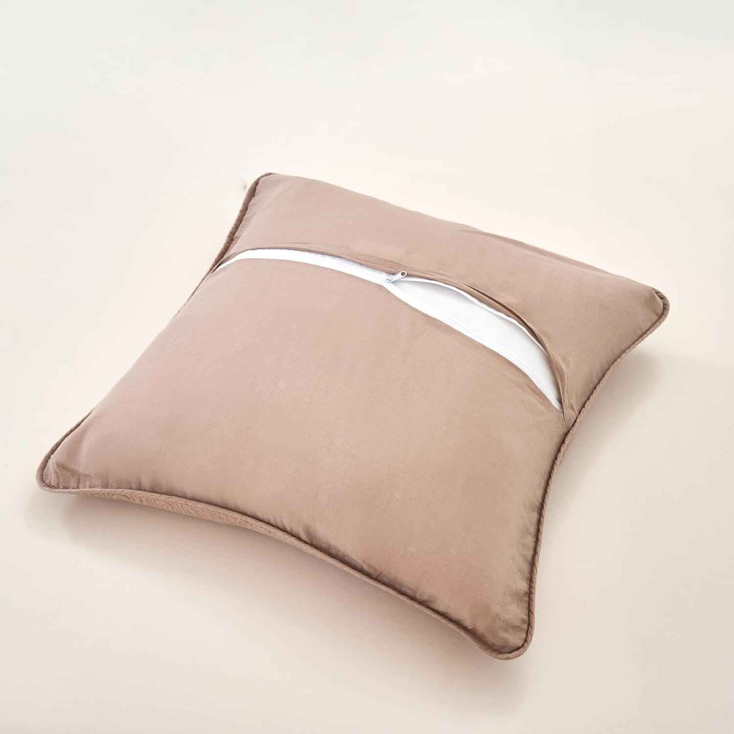 DaDa Bedding Set of 2-Pieces Sandy Beige Taupe Square Cushion Throw Pillow Covers, 18
