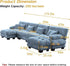 Modular Sectional Sofa, Comfy Cloud Couch 4 Seater Couch with Ottoman, Sectional Couches for Living Room, Modern Chenille U Shaped Couches, Sleeper Deep Seat Sofa with Throw Pillows, Blue