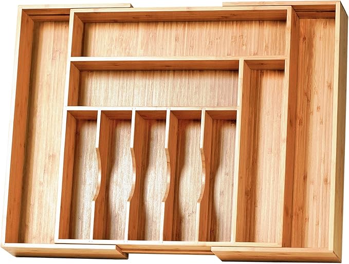 Umilife Extra Large Expandable Kitchen Siverware Utensils Drawer Organizer, 19