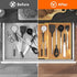 Lifewit Utensil Drawer Organizer, Expendable Cooking Silverware Tray for Kitchen Drawer, Bamboo Adjustable Cutlery Flatware Holder, Spatula Tools and Gadgets Storage Divider, 4 Compartments, Natural