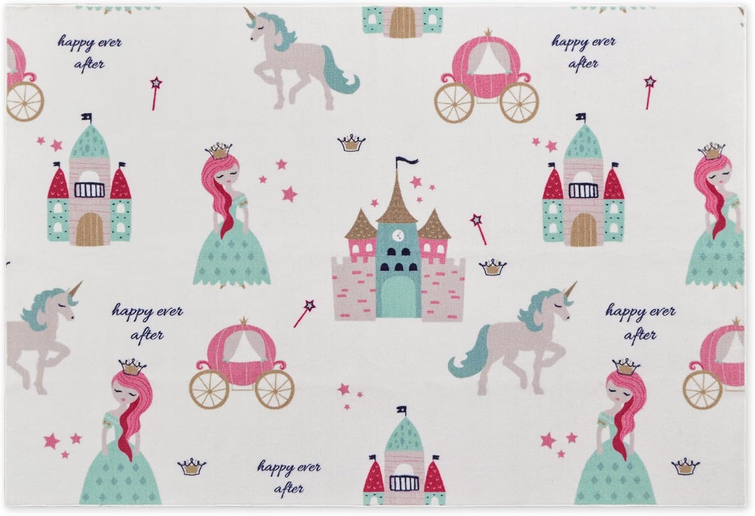 Kids Rugs for Playroom, Non Slip Area Rugs for Bedroom - Princess Castle