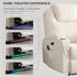 Power Recliner Chair with Heat and Massage, PU Leather Home Theater Seating with LED Lights/Cup Holders/Side Pocket/USB Port, Reclining Sofa Chair for Living Room(2, Beige)