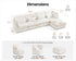 Oversized Modular Sofa, Extra Deep Cloud Corduroy Sectional Couch with Ottoman Chaise, Fluffy Corduroy 5 Seater Sofa Bed for Living Room, Villa (L Shape 5 Seater, Corduroy White)