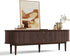 LINSY HOME Fluted TV Stand for 75" TV, Mid-Century Modern 70" Entertainment Center with Sliding Tambour Door and Storage Cabinet, Cruved TV Media Console Table for Living Room, Bedroom, Walnut