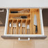 Umilife Large Kitchen Drawer Organizer, 19"x20" Silverware Utensils Organizer, 2.5" High for Large Deep Drawers, Bamboo Flatware Holder with Thick Frames, Sturdy Kitchen Organization Tray