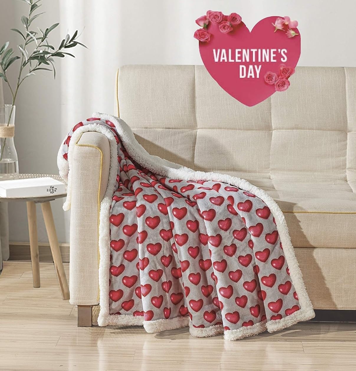 Decor & More Amor Eterno Be Mine Love Collection Valentine's Day Heart Ultra Plush Throw Blanket (50
