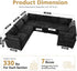 Modular Sectional Sofa with Chaise U Shaped Sectional Couch for Living Room, 7-Seater Comfy Cloud Couches, Plush Corduroy, Black