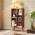 LEYAOYAO 5 Cube Small Bookshelf,3 Tier Mid-Century Bookcase with Legs,Wood Bookshelves Storage Organizer Shelf,Narrow Book Shelves,Brown Bookcases