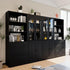 TUSY 71" Bookshelf Bookcase, 3-Tier Modern Bookshelves 3 Large Drawer, Wood Filing Cabinet with Open Storage Shelf, Glass Doors 5-Tier Fixed Storage Shelves for Home Office (Black)