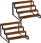 Giikin 4 Tier Spice Rack, Set of 2 Wooden Spice Rack for Countertop, Kitchen Counter Storage Shelves Cupcake Stand Holder Display Stand, Rustic Brown