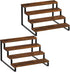 Giikin 4 Tier Spice Rack, Set of 2 Wooden Spice Rack for Countertop, Kitchen Counter Storage Shelves Cupcake Stand Holder Display Stand, Rustic Brown