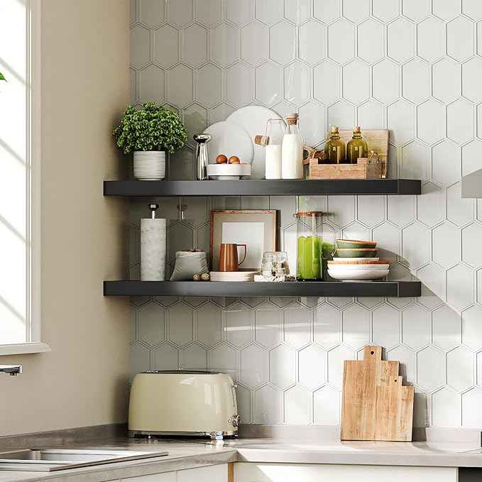 HOOBRO Floating Shelves for Wall, Wall Mounted Shelf Set of 2, 31.5