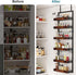 bukfen Over the Door Pantry Organizer, 6-Tier Adjustable Wooden Basket Kitchen Pantry Door Organization and Storage, Heavy-Duty Metal Hanging Kitchen Spice Rack,D6.3 x W17.71 x H50.60 inch,1 Pack