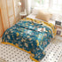 Boho Muslin Blanket for Adults 4-Layer Gauze 80 x 90 Inches Soft Cozy 100% Cotton Summer Cooling Blanket Floral Decor for Sofa Bed Coverlet Both Sides (Flowr Branch Teal, 80 x 90 in)