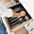 Premium Silverware, Flatware and Utensil Organizer for Kitchen Drawers, Food-Safe Contract Grade, Expandable from 10.5 to 19 In, Black Bamboo