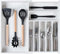 Premium Silverware, Flatware and Utensil Organizer for Kitchen Drawers, Food-Safe Contract Grade, Expandable from 10.5 to 19 In, White Bamboo