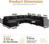 Modular Sectional Sofa with Chaise U Shaped Sectional Couch for Living Room, 8-Seater Comfy Cloud Couches with One Movable Ottoman, Plush Corduroy, Black