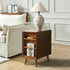 HULALA HOME End Table with Drawer and Charging Station, Modern End Table with USB Ports and Outlets, Wooden Side Table with Storage-Acorn