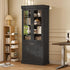 Vyre 71" Tall Farmhouse Bookshelves with Glass Doors, Large Modular Bookcase with Adjustable Shelves, Storage Cabinet for Living Room, Kitchen, Home Office, Black