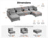 Oversized Modular Sofa, Extra Deep Cloud Chenille Sectional Couch with Ottoman Chaise, Fluffy Chenille 6 Seat U-Shaped Sofa for Living Room, Villa (U Shape 6 Seater, Chenille Grey)