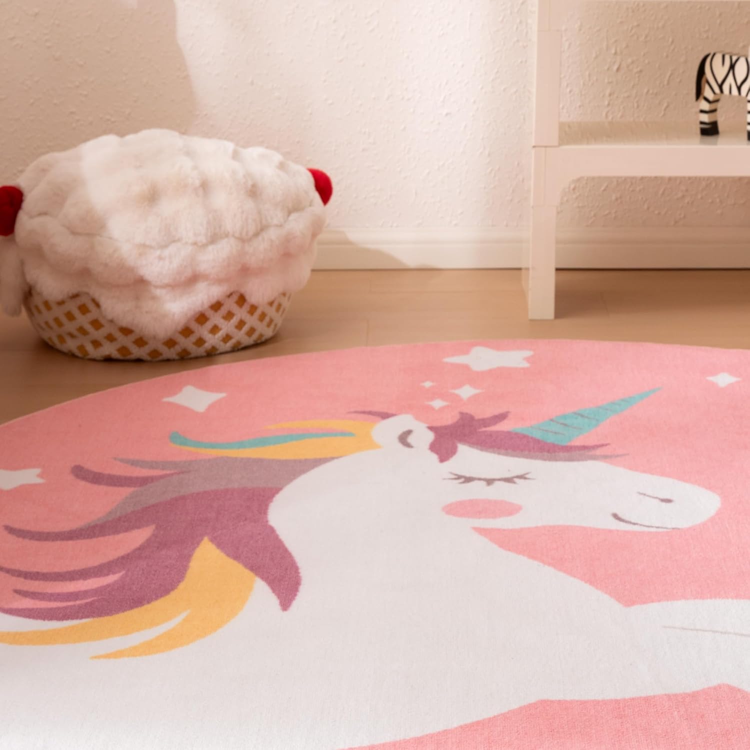 Kids Rugs for Playroom, Non Slip Area Rugs for Bedroom - Pink Unicorn