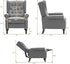 Mid Century Wingback Recliner Chair for Adults, Modern Linen Fabric Push Back Recliner Chairs with Button Tufted Upholstered Back & Footrest, Manual Recliner Chais for Living Room, Nursery, Gray