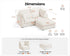 Oversized Modular Sofa, Extra Deep Cloud Corduroy Sectional Couch with Ottoman Chaise, Fluffy Chenille Loveseat L Sofa for Living Room, Villa (Loveseat+Ottoman, Corduroy White)