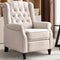 CANMOV Push Back Recliner Chair,Accent Chair,Mid Century Wingback Recliner, Fabric Push Back Recliner Chair Single Armchair Sofa with Rivet Decoration, Button-Tufted Back for Living Room, White